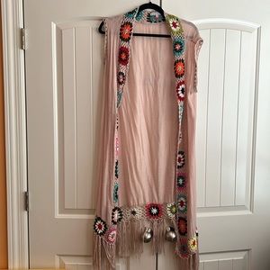 Favlux size medium hippie crochet and fringe duster